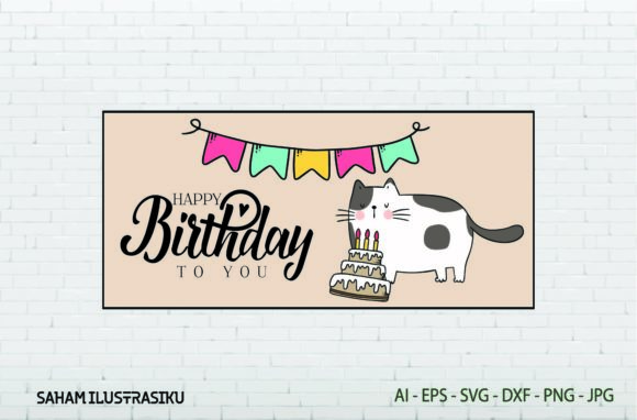 Birthday Stickers Cat Lettering Card Svg Review
