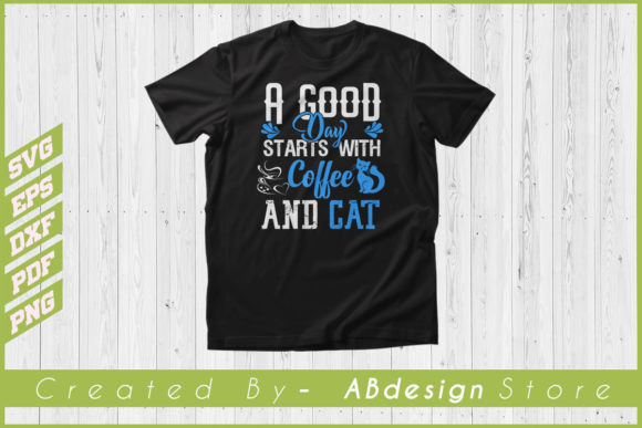 Cat T Shirt Coffee Lover Embroidery Design