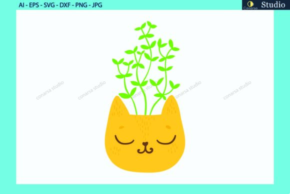 Flowers in a Cat Yellow Pot Svg Review